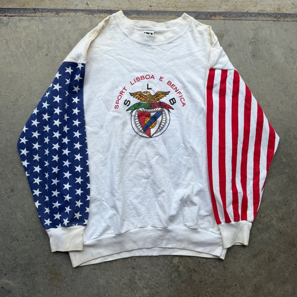 Vintage LA Sportswear Benfica Soccer USA Flag Stars Stripes Sweatshirt Large